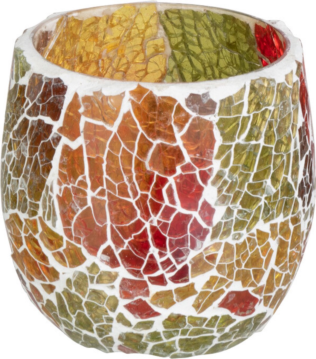 J-Line kaarshouder Sunset - glas - mix - small Oranje