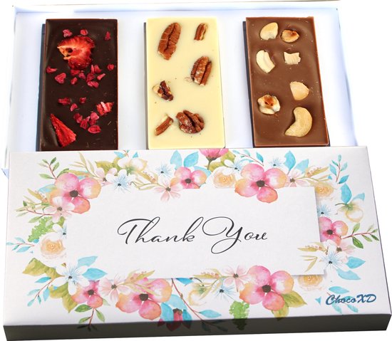 Foto: Bedankt chocolade cadeau thank you chocolade bedankt juf meester cadeau fairtrade chocolade brievenbuspakketje natuurvriendelijke geschenkdoos