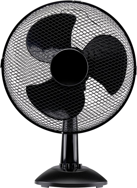 Tafelventilator zwart 35W Lifetime Air – 3 snelheden, kantelbaar, stil 65dB, handvat, 46 cm hoog