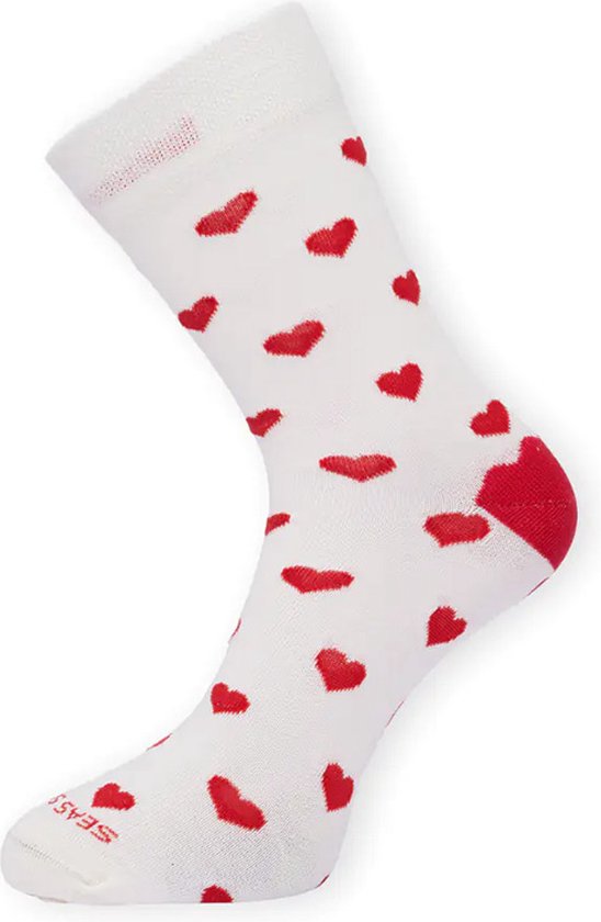 Seas Socks sokken moliday hearts wit - 36-40