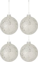 J-Line Doos Van 4 Kerstballen Sterretjes Glas Zilver Large