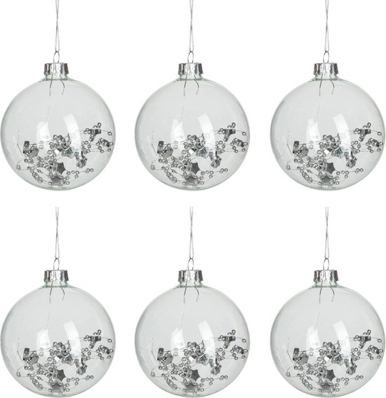 J-Line Doos Van 6 Kerstbal Rond Deco Binnen Transp