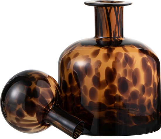 J-Line bouteille+ bouchon - verre - brun et noir - small