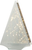 J-Line ecoratie Kerstboom Driehoek - glas - goud - LED lichtjes - large
