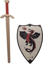 houtenzwaard en Ridderschild ridder kinderzwaard ridderzwaard schild roofridderzwaard rood
