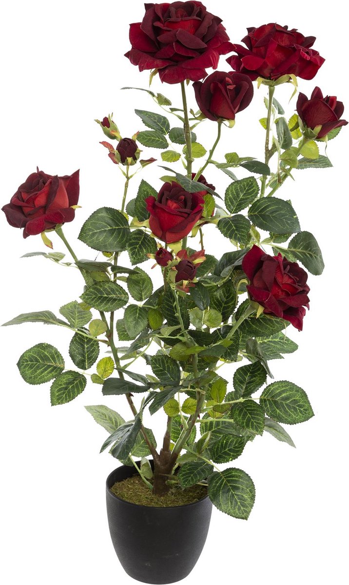 Kunstplant rozenstruik Velvet - H74cm - Roze of wit