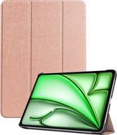 Hoesje Geschikt voor iPad Air 2024 (11 inch) Hoes Case Tablet Hoesje Tri-fold - Hoes Geschikt voor iPad Air 6 (11 inch) Hoesje Hard Cover Bookcase Hoes - Rosé goud