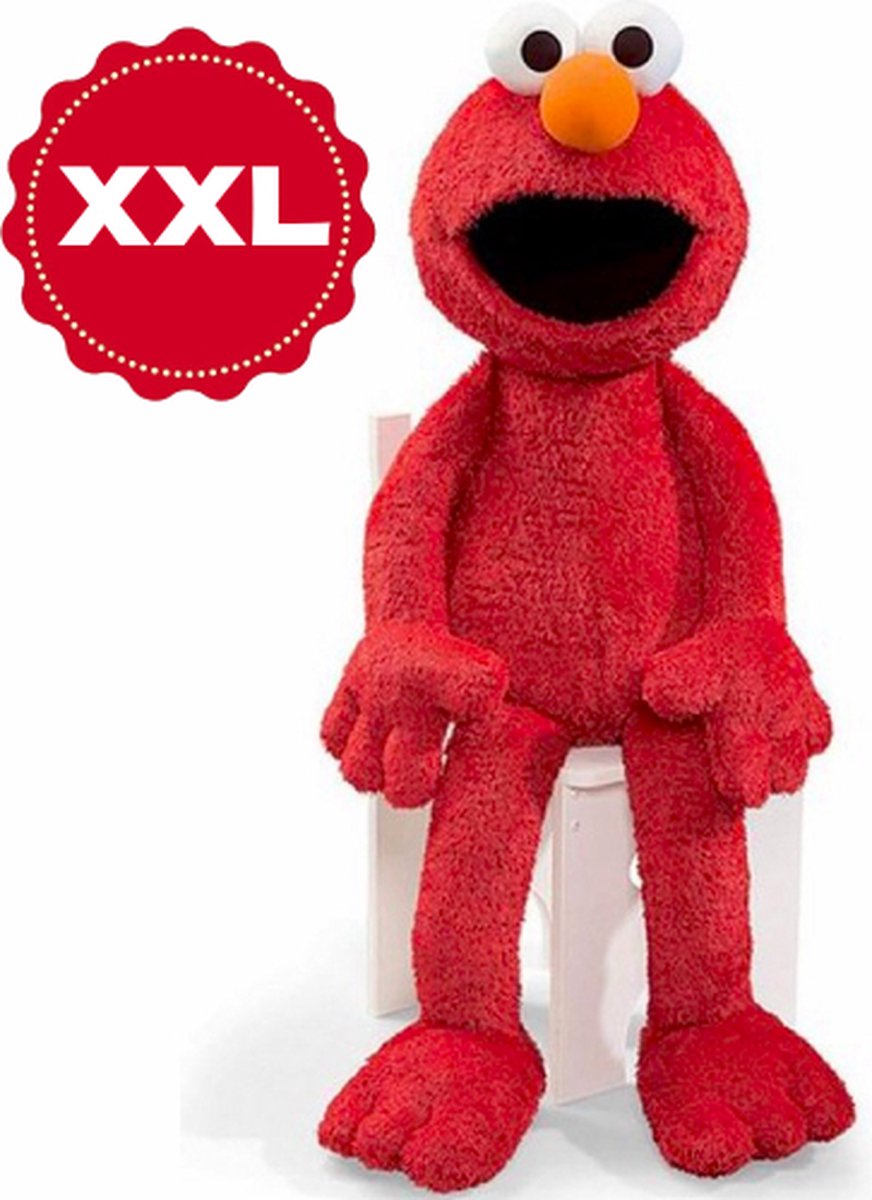 Elmo – Sesamstraat Pluche Knuffel XXL 100 cm {Sesamestreet XL Plush Toy | Sesam Straat Groot Speelgoed Knuffeldier Grote Knuffelpop voor kinderen jongens meisjes | Cookie Monster, Elmo, Oscar Mopperkont, Bert, Ernie, Grover pino Koekie Monster