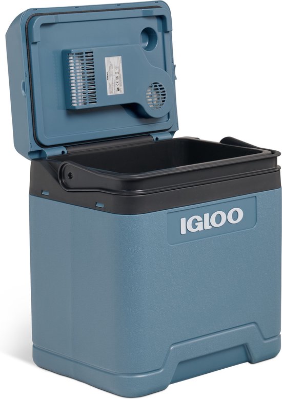 IGLOO IE27 AC/DC Electric Cooler Box 27L - 12V and 230V - Compact Cool Box for Car, Motorhome, Camping and Truck - Lightweight, Portable and with Cable Compartment
