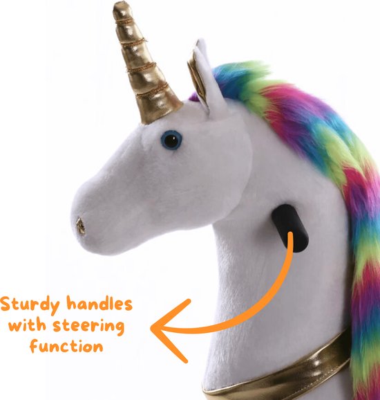 Kijana Unicorn Rijdend Paard - Eenhoorn Hobbelfiguur met Wielen - 4-9 Jaar - 66cm Zit Hoogte - Groot - Meerdere kleuren van Kijana — afbeelding 3