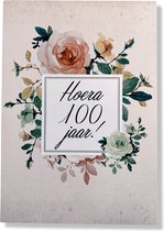Hoera 100 Jaar! Luxe verjaardagskaart - 12x17cm - Gevouwen Wenskaart inclusief envelop - Leeftijdkaart