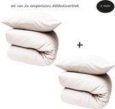 HOOMstyle Voordeelset Dekbedovertrek Percale Katoen - 140x200/240 cm - Eenpersoons - Effen - Set van 2 stuks - Off White