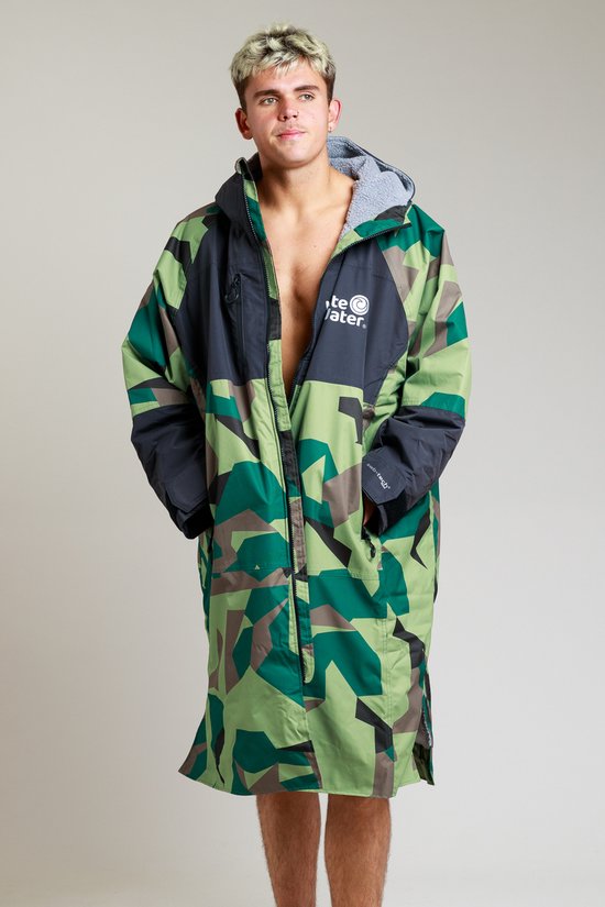 Omkleed jas - Poncho - Hard-Shell - Green Camouflage/Grey