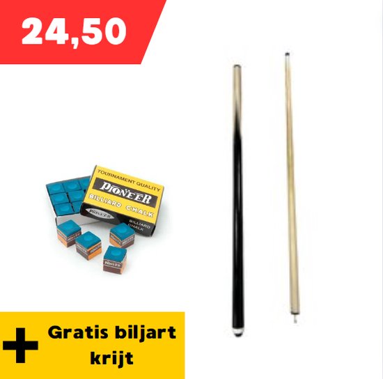 Poolkeu Cubsport - 145 cm 2 delige keu - schroefpomerans 13mm - inclusief pool krijtjes - thuis - kantoor - recreatief
