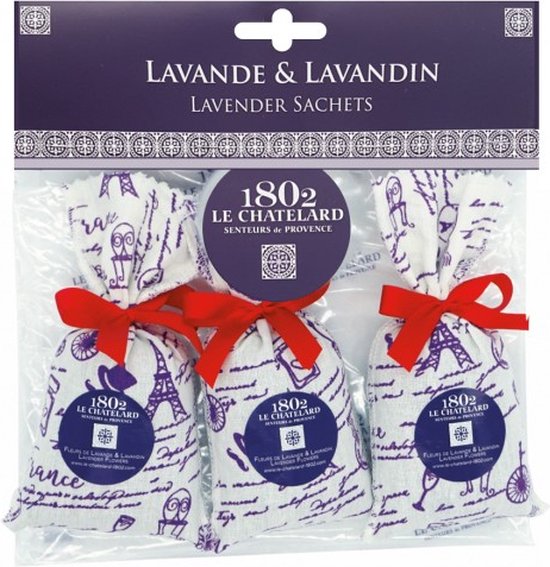 Geurzakjes met Lavendel en Lavandin Paris (3 x 18 gram) - Geurzakje voor kledingkast