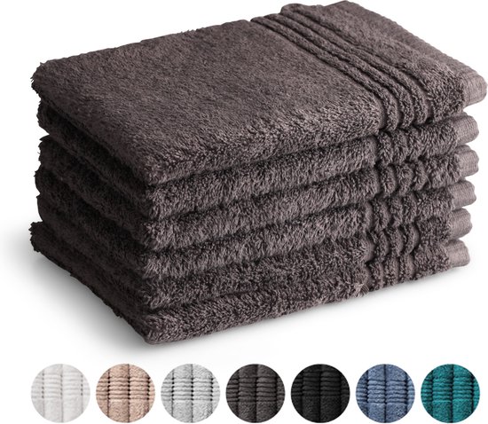 PHLOX Gant de toilette 16x21 cm - 6 pièces - Supreme Collection 600 g/m2 - OEKO-TEX Made in Green & BSCI certifié - anthracite