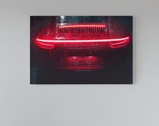 Canvas Schilderijen - Car - Auto - Porsche 911 - Rood - 150x100 cm