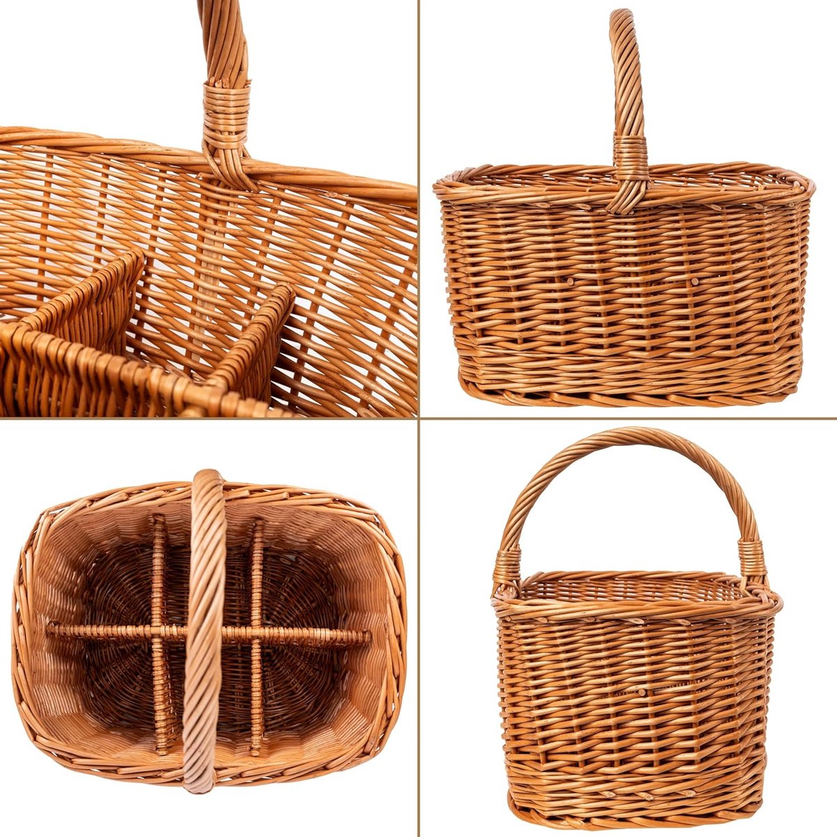 Porte-Revues En Jacinthe D'Eau Tressé - 40x20x33cm - 2 Compartiments - Naturel
