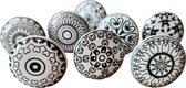 8 x Prachtige RiaD deurknop keramiek zwart wit met schroef voor kast - DIY - kastknop- Meubelknop - Deurknoppen voor kasten - Meubelbeslag - Deurknopjes - Meubelknoppen