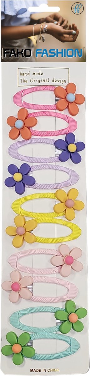Fako Fashion - 10 Haarspeldjes Op Kaart - Haarclips Voor Meisjes - 10 Stuks - Bloemetjes - Summer