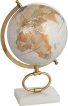 J-Line Globe Sur Pied Marbre Blanc/Metal Or Medium