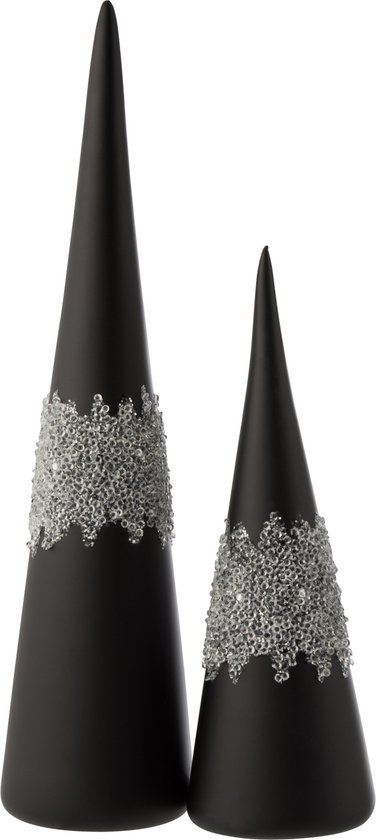 J-Line décoration Cône Glace Diamant Lignes - verre - noir - large