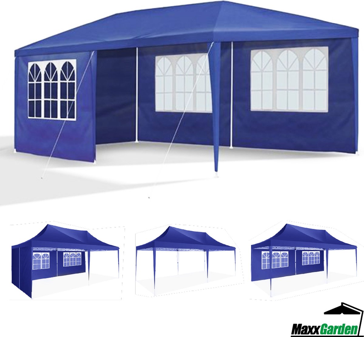 MaxxGarden Partytent - Paviljoen - 3x6m - Incl. Zijwanden - Waterdicht - Blauw