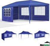 Bol.com MaxxGarden Partytent - Feesttent 3x6m - Paviljoen - 300 x 600 x 250 cm - 31mm buisdikte - Incl. zijwanden - Blauw aanbieding