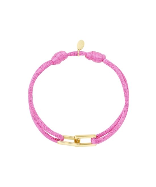 Satijnen armband Schakel - Verstelbaar - One Size - Roze - Trendy