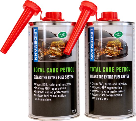 Lindemann Total Care Petrol 2X 1000ml - Benzine Reiniger Auto - Motor Reiniger Benzine - Benzine additief - Motorreiniger - DPF Cleaner - DPF Reiniger - EGR Cleaner - Injector Cleaner Benzine - Complete Reiniging Brandstofsysteem
