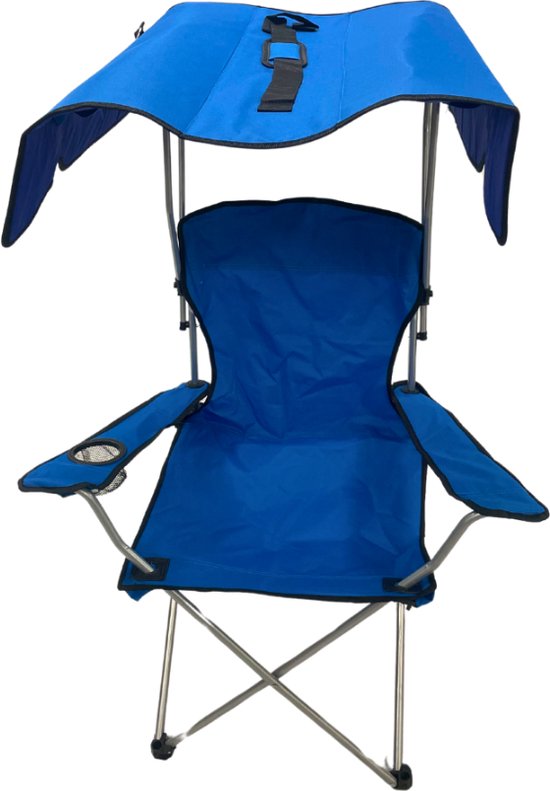 SFT Products - Opvouwbare Strandstoel met Zonnescherm - Blauw - Inklapstoel met Bekerhouder - Stoel met Zonnescherm en Bekerhouder - Strandstoel - Parkstoel - Campingstoel - Opvouwstoel van SFT Products — afbeelding 5