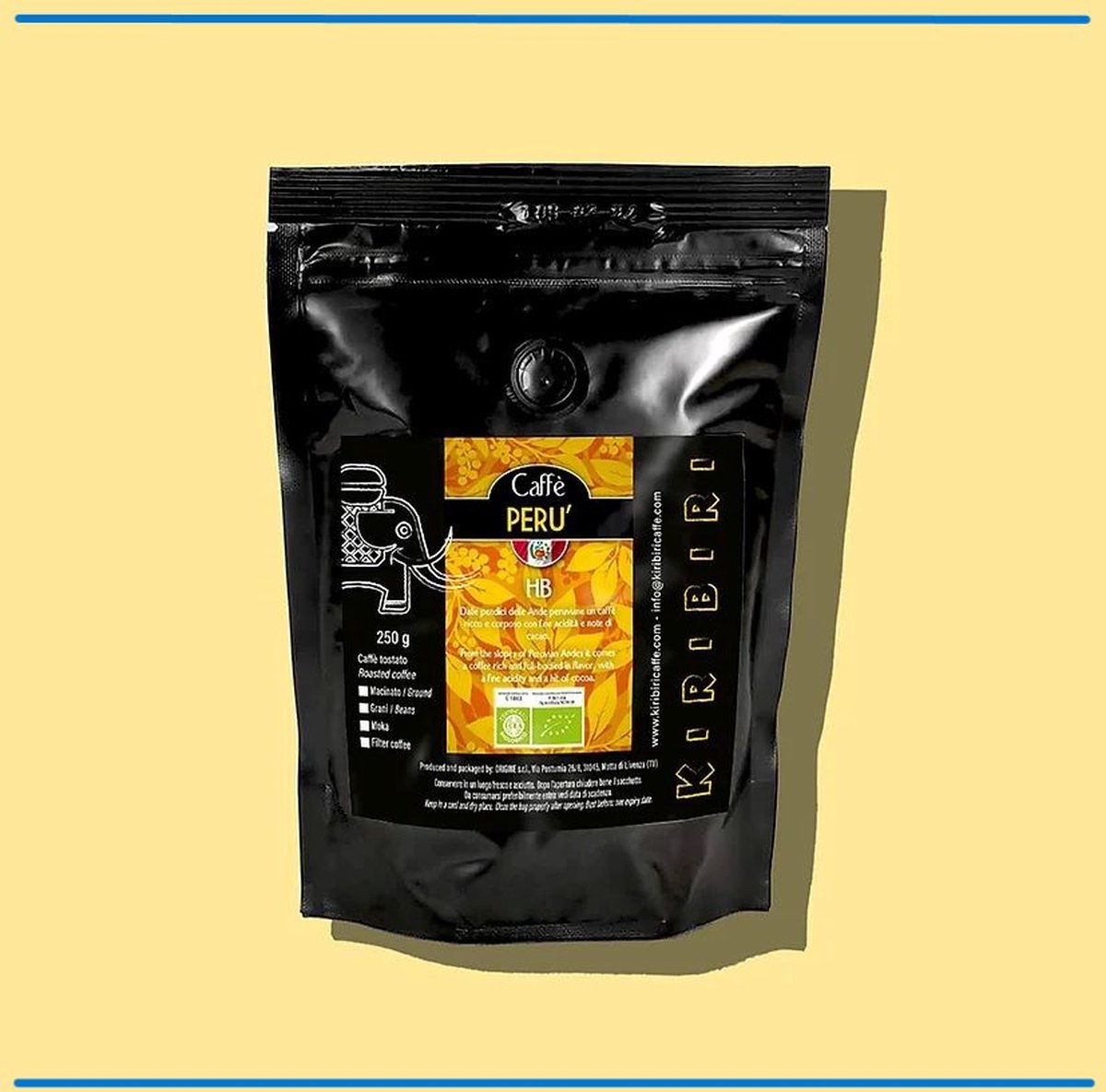 Goedkoopste KIRIBIRI COFFEE BEANS - PERU HB Organic -SINGLE ORIGIN - 100 ARABICA - 250g