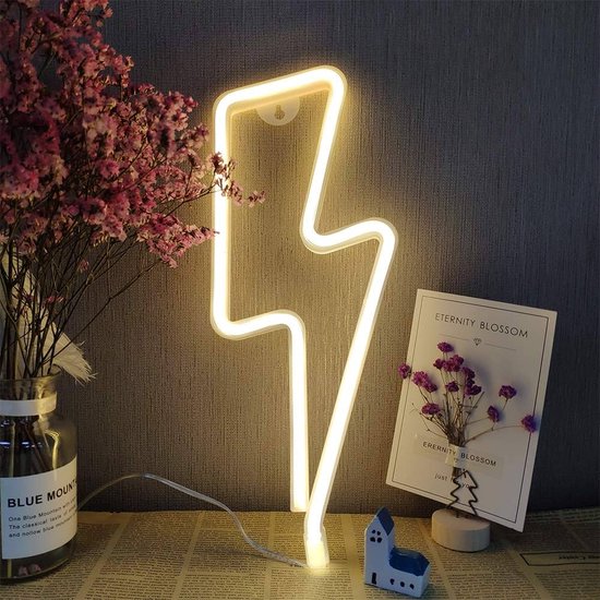 ZoeZo - Neon Wandlamp Bliksem - Geel - LED - Neon Verlichting - Sfeerverlichting - Led lamp - Neonlicht - Neon lamp