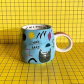 House of Disaster - Small Talk - mug - 300ml - texte amusant "I Work Hard So My Cat has a Better Life" - mug avec humour