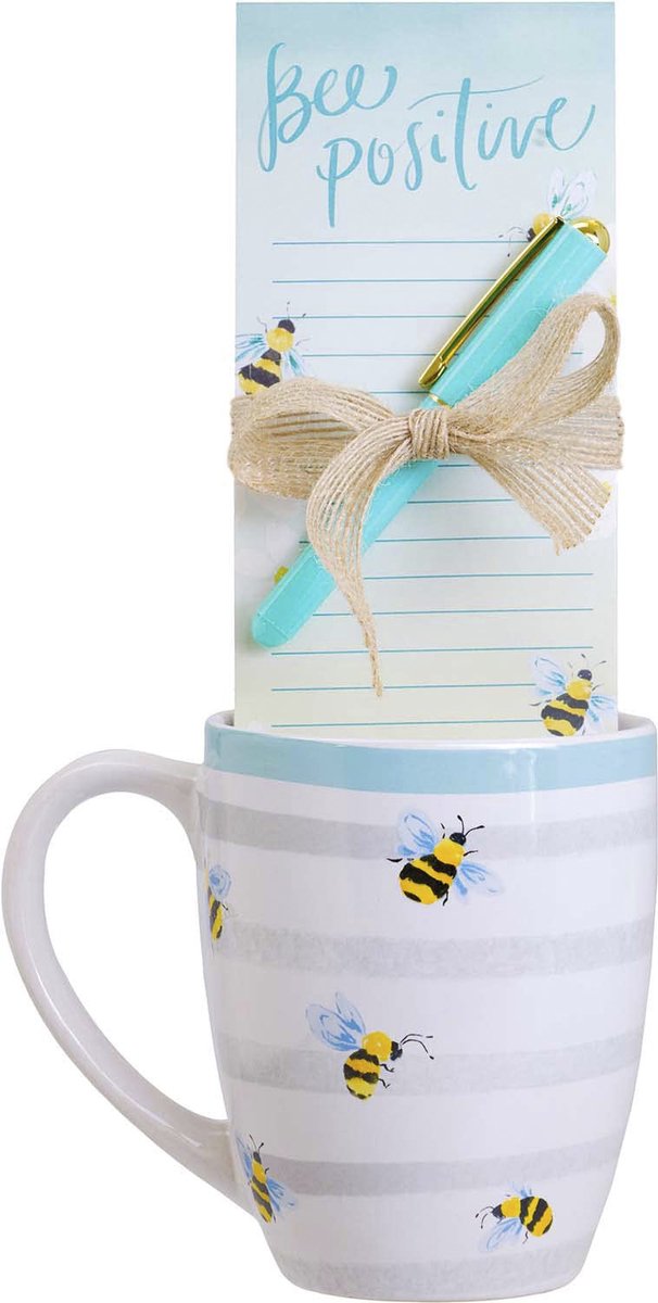 Eccolo giftset - mok 580ml met notitieblok en pen - Bee Positive - EC-HC102B