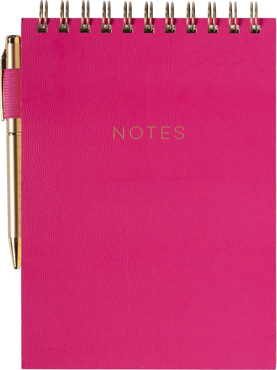 Eccolo notitieblok - spiraal - met pen - Pink - lijn - ca.15x22cm - EC-Q611A