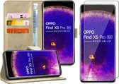Hoesje geschikt voor Oppo Find X5 Pro - Screenprotector Glas - Portemonnee Book Case Goud