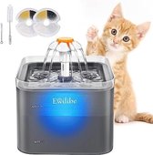 Drinkfontein Katten Waterfontein Kat Fontein 2L Kattenfontein Automatische Waterdispenser Kittens Honden Huisdier, Led-licht en Filter (Grijs)