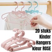 Allernieuwste.nl® 20 Stuks Kinder Kledinghangers Rose Baby en Kinderkledinghangers voor Meisjes en Jongens - Kinder Kleding Hanger Kasthangers - SET 20 STUKS ROSE