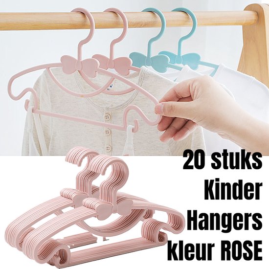 Foto: Allernieuwste nl 20 stuks kinder kledinghangers kind rose baby en kinderkledinghangers voor meisjes en jongens kinder kleding hanger kasthangers set 20 stuks rose
