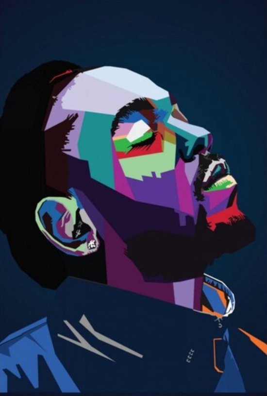 Allernieuwste.nl® Peinture sur toile Kendrick Lamar Rappeur, HipHop et auteur-compositeur - Art - Affiche - Graffiti Art - 50 x 75 cm - Couleur