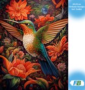 F4B Kolibri met Bloemen Diamond Painting 40x50cm | Vierkante Steentjes | Dieren | Vogel | Diamond Painting Pakket Volwassenen | Kinderen | Volledig Dekkend