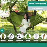 Hangmat - Hangmat met muggennet - Klamboe - Hangmat voor slapen - Draagbaar - Anti rollover - 260cm lang - Army groen