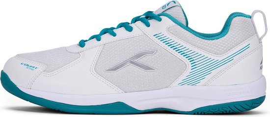 HUNDRED Court Star Non-Marking professionele badmintonschoenen voor heren (wit/lichtgroen, EU 42/UK 8/US 9) | X-kussenbescherming | Geschikt voor indoortennis/squash/tafeltennis/basketbal en padel