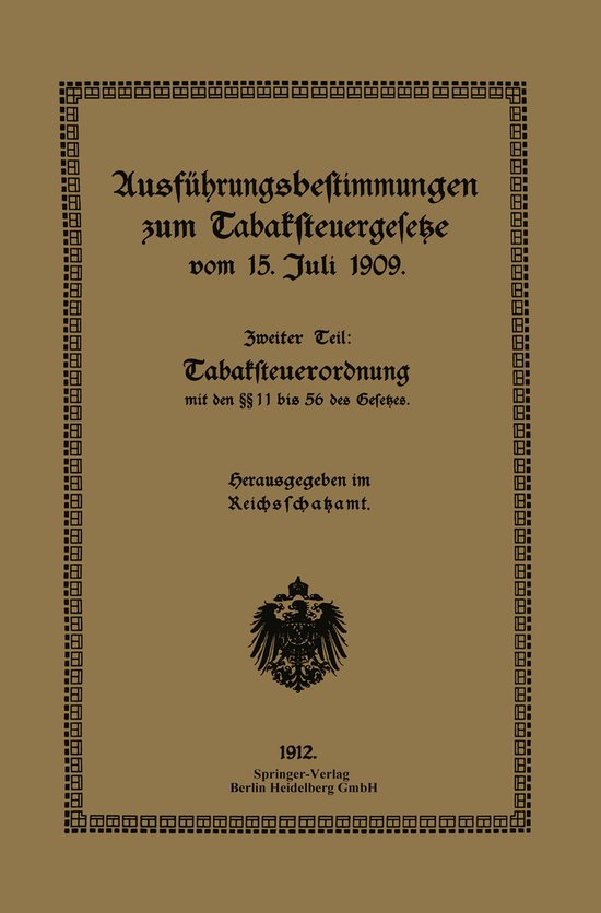 Ausführungsbestimmungen zum Tabaksteuergesetze vom 15. Juli ... - cover