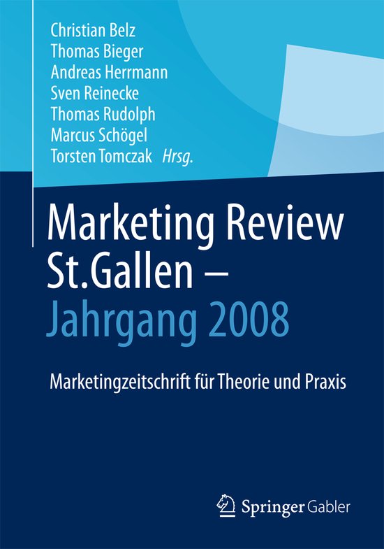 Marketing Review St. Gallen - Jahrgang 2008 - cover