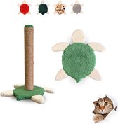 Longway- Krabpaal Katten - Krabpaal met Touw - Krabmeubel met Speeltje - 50 cm - Schildpad- Groen