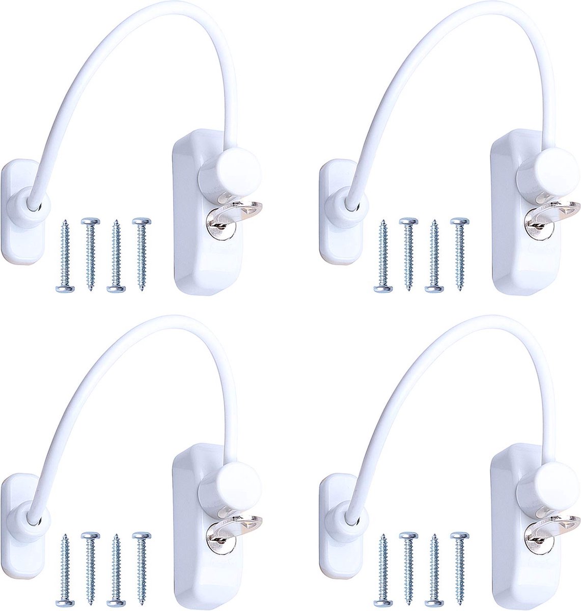Seatecks 4 stks Kids Window Restrictor Sloten Raamsloten Deursloten Kind Baby Veiligheid Beveiliging Draad Catch met Schroeven Sleutels voor Huizen Ziekenhuizen Scholen