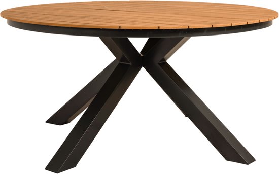 Arezzo tuintafel rond polywood teaklook 120 cm | bol