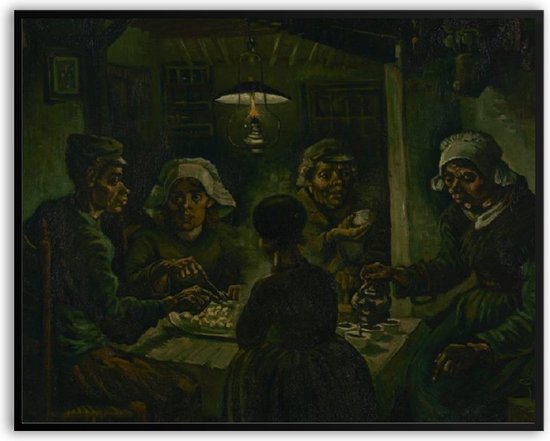 Vincent van Gogh de Aardappeleters Fotolijst met glas 30 x 40 cm - Prachtige kwaliteit - jarig - verjaardag - kado - Canvas - incl ophangsysteem - Poster - Grappig - cadeau